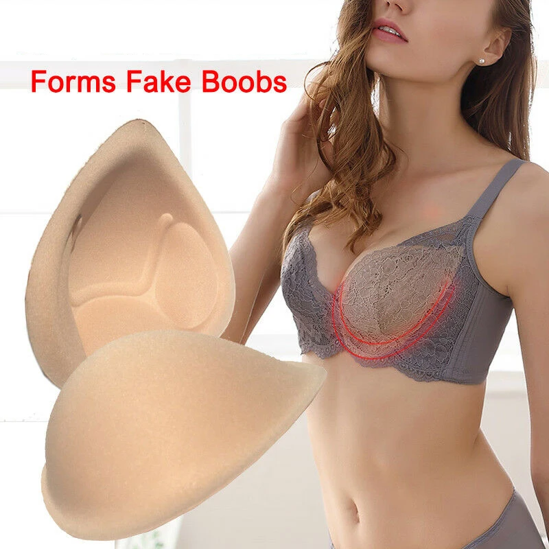 

1 Pair Realistic Strap Sponge Breast Forms Fake Boobs Enhancer Bra Padding Inserts For Crossdresser Cosplay Swimsuits M L XL XXL