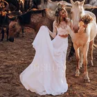 Элегантное кружевное свадебное платье DISHIEN в стиле бохо с длинными рукавами, из двух частей, а-силуэт, романтичное шифоновое пляжное свадебное платье, свадебное платье