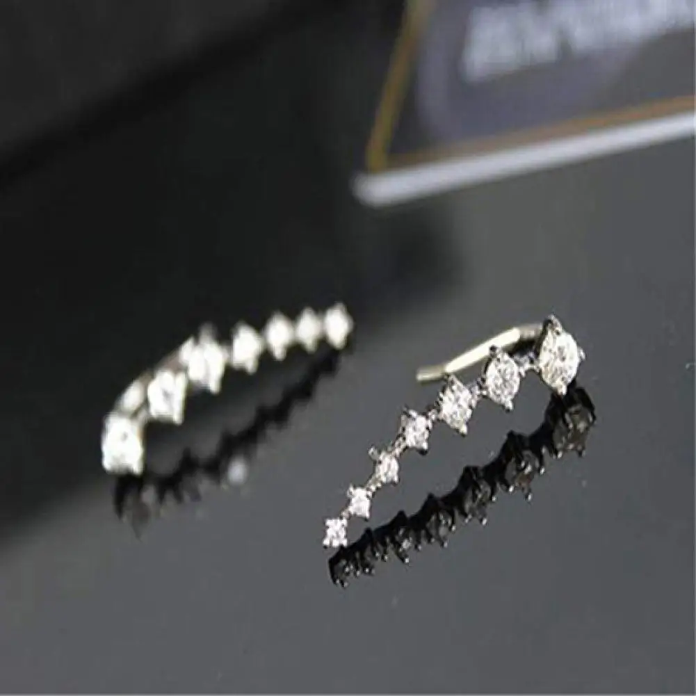 

Women's Fashion Earrings Line Rhinestones Zircon Earrings Ear Hook Clip Stud Jewelry Gold Sliver aretes de mujer