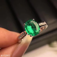 kjjeaxcmy fine jewelry natural emerald 925 sterling silver new adjustable gemstone women ring support test fashion classic