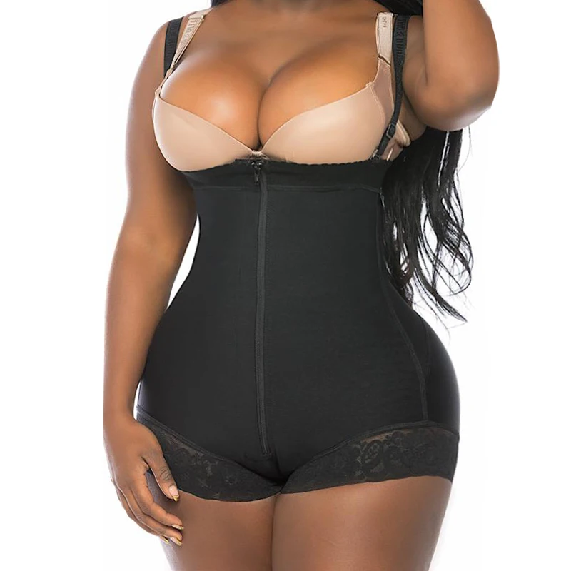 Women'S Shapewear For Strong Compression Detachable Shoulder Strap And Zipper Sheathing Panties Hip Pads