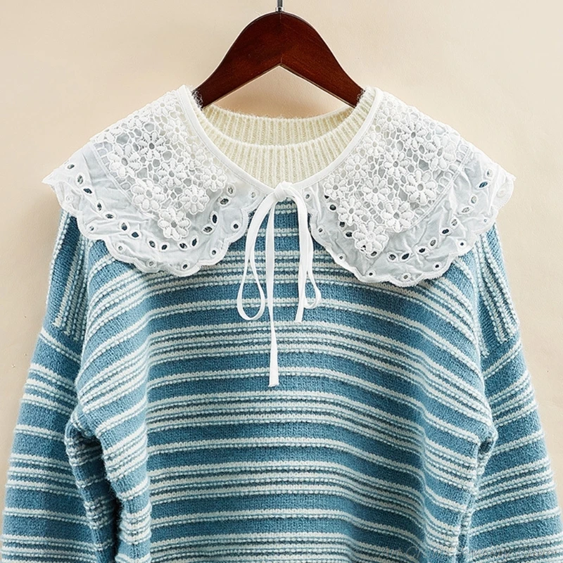 Многослойный декоративный накладной воротник с лацканами вышивкой маргаритки