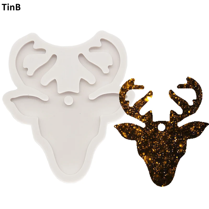Новая блестящая силиконовая форма для ключей в виде головы оленя лося глина