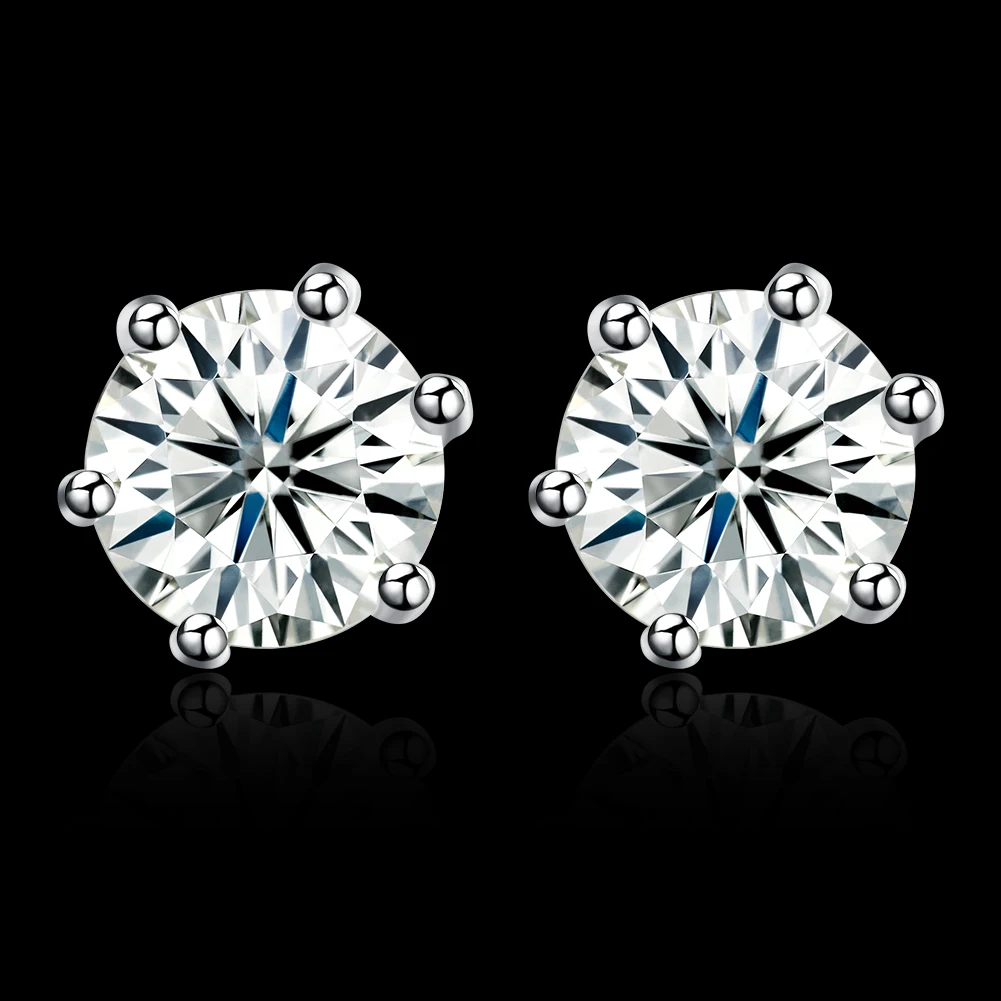 

CFK 925 Zilver Stud Oorbellen Voor Vrouwen Clear Zirconia Geometrische Zes Klauwen Vrouwelijke Oorbel Eenvoudige Fijne Sieraden
