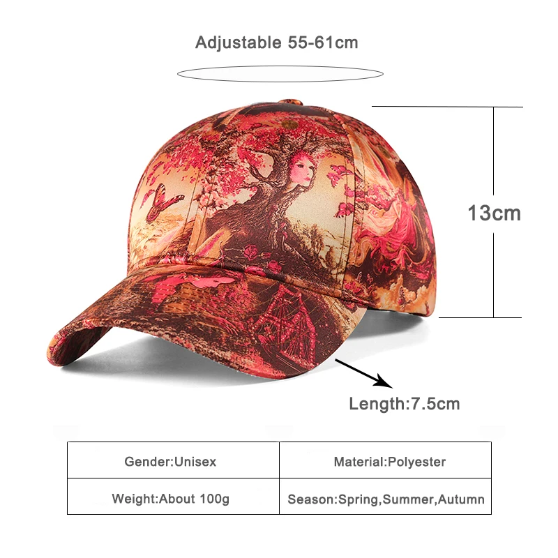

Wuaumx Spring Summer 3D Printing Baseball Cap Women Men Adjustable Snapback Street Style Couple Trucker Hat Polyester Casquette
