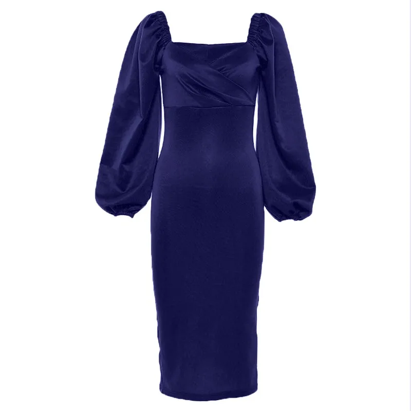 JAYCOSIN Sexy Dresses Women Evening Loose Sleeves Dress Autumn Winter Big Size Solid V-Neck Long Sleeve Womens | Женская одежда