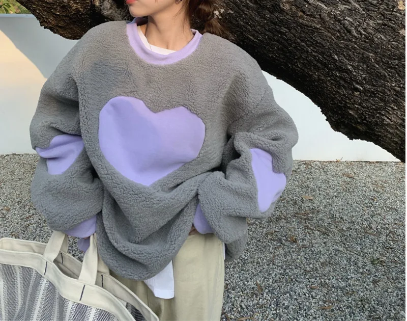 Женский свитер из овечьей шерсти фиолетовый Свободный пуловер средней длины с