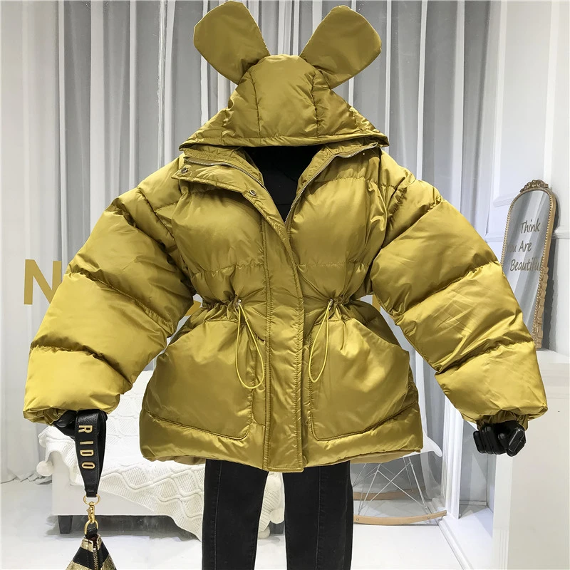2020 зимние женские куртки пальто Регулируемая Талия заячьи ушки с капюшоном