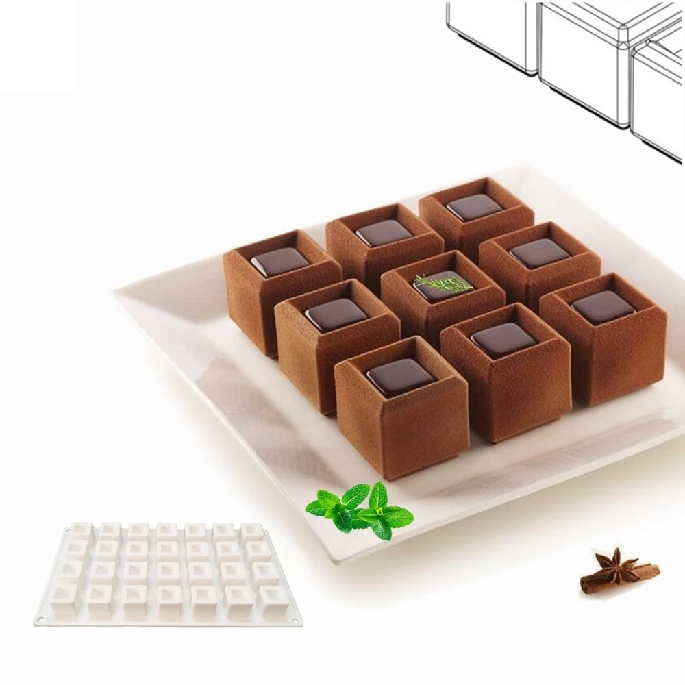 

28 Holes Square Chocolate Mould Silicone Cake Mold For Baking Mousse Pans Cake Decorating Tools Ice Cream Dessert Bakeware Tools