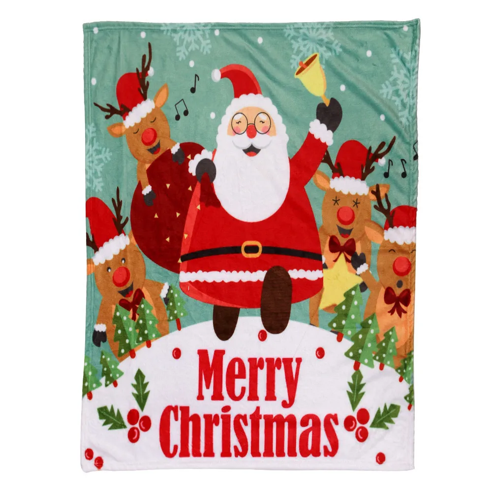 OUNEED Christmas Blanket Flannel Fabric Sofa Bed Blanket 150x200CM Office Children Towel Portable Car Travel Cover Blanket#45