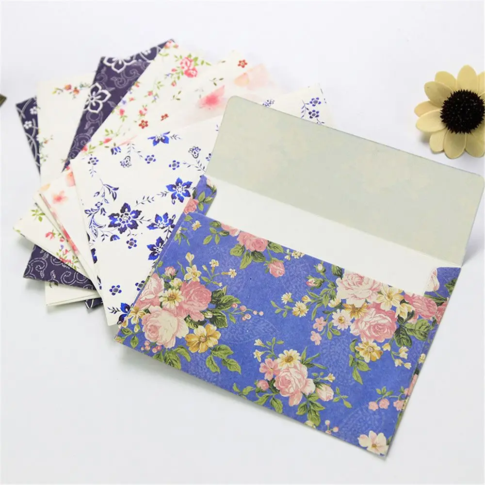 

5pcs Vintage Flowers Envelopes Romantic Letter Paper Cover DIY Greeting Invitation Card Bag Wages Cover Party Wedding Supplies