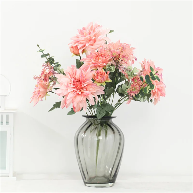 

1 Bunch of 12 Simulation Dahlia Wedding DIY Home Hotel Office Party Exhibition Hall Photography Props Fall Decoration Holiday