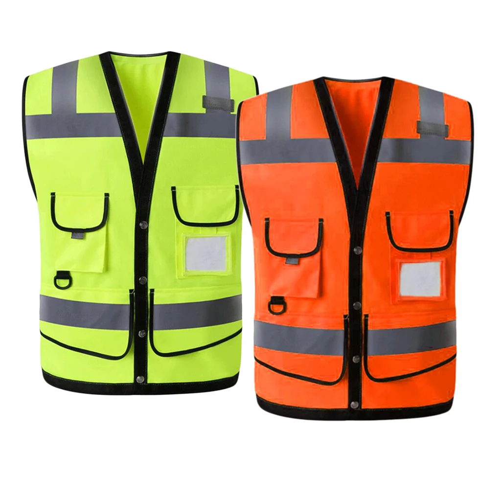 

Multi Pockets High Visibility Zipper Front Safety Vest With Reflective Strips, Premium, 2 Sizes 2 Colors Optional