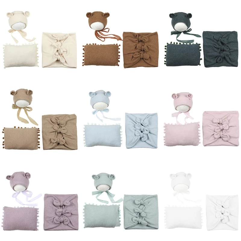 3Pcs/Set Baby Hat Pillow Wrap Infants Photo Shooting Accessories Newborn Photography Props