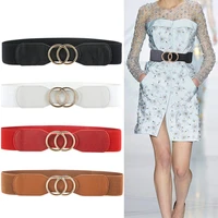 new fashion ladies elastic belts designer brand double round buckle waist strap dress coat sweater women decorative waistband