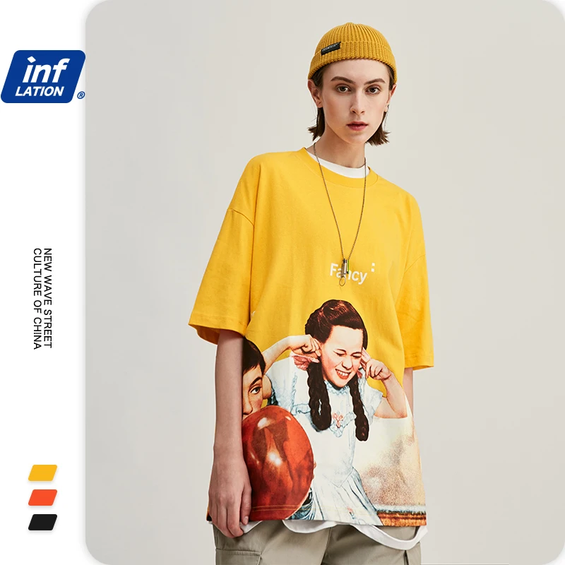 INFLATION 2019 летние мужская одежда футболка Винтажные мужские футболки в стиле хип