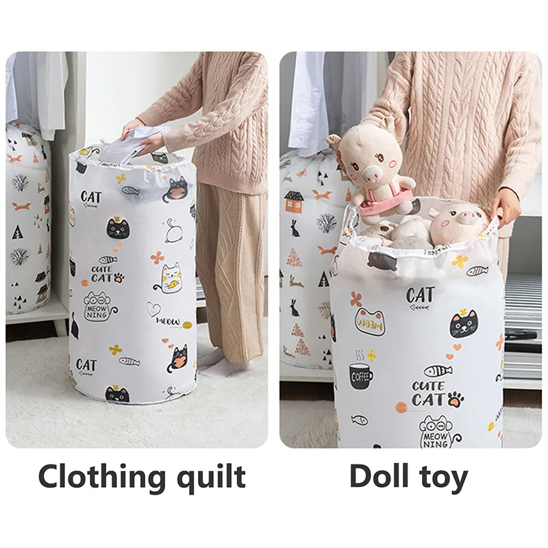 

Folding Cartoon Clothes Blanket Sorting Basket High Capacity Drawstring Storage Bags Children's Toys Sundries Quilt Organizer