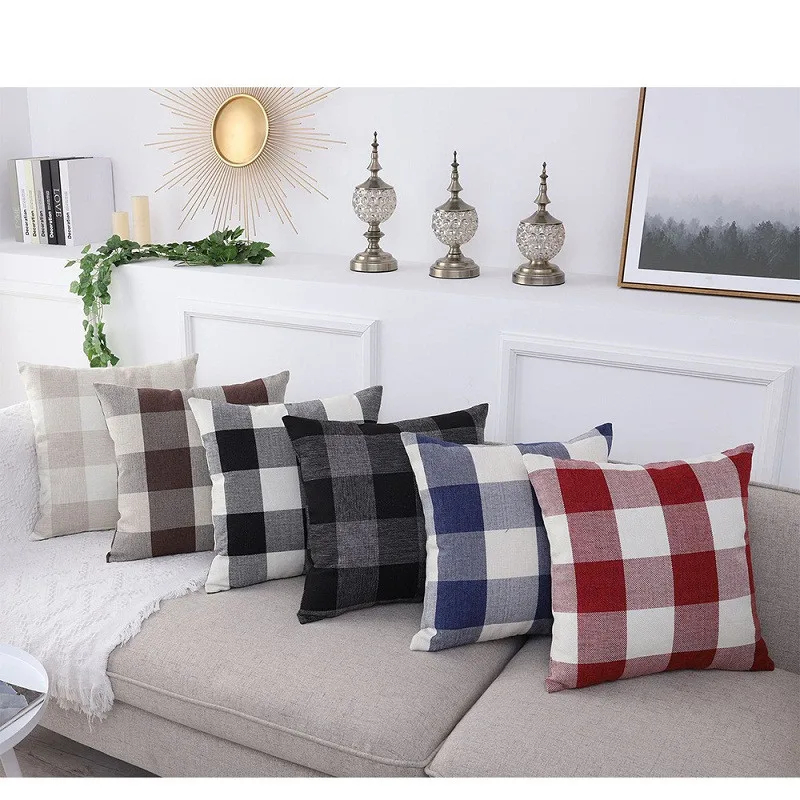 

Thick Cotton Linen solid Cushion Cover Nordic Stripe Plaid Decor Home Car sofa 45*45cm/30*50cm Throw Pillowcase New Year Gifts