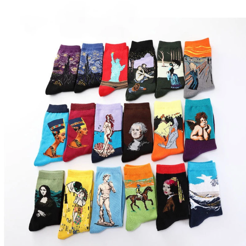 Носки Happy Van Gogh мужские модные масляные ретро коллекция художественные носки