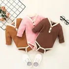 Весенне-осенняя одежда для маленьких мальчиков, однотонная Одежда для новорожденных, боди для девочек, хлопковая одежда с длинным рукавом для малышей от 6 до 24 месяцев