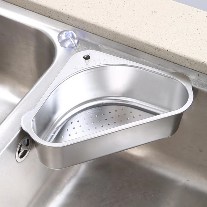 

Kitchen Sink Drain Basket 304 Stainless Steel Triangle Drain Rack Leftovers Filter Sink Receiving Basket Kitchen Accessories