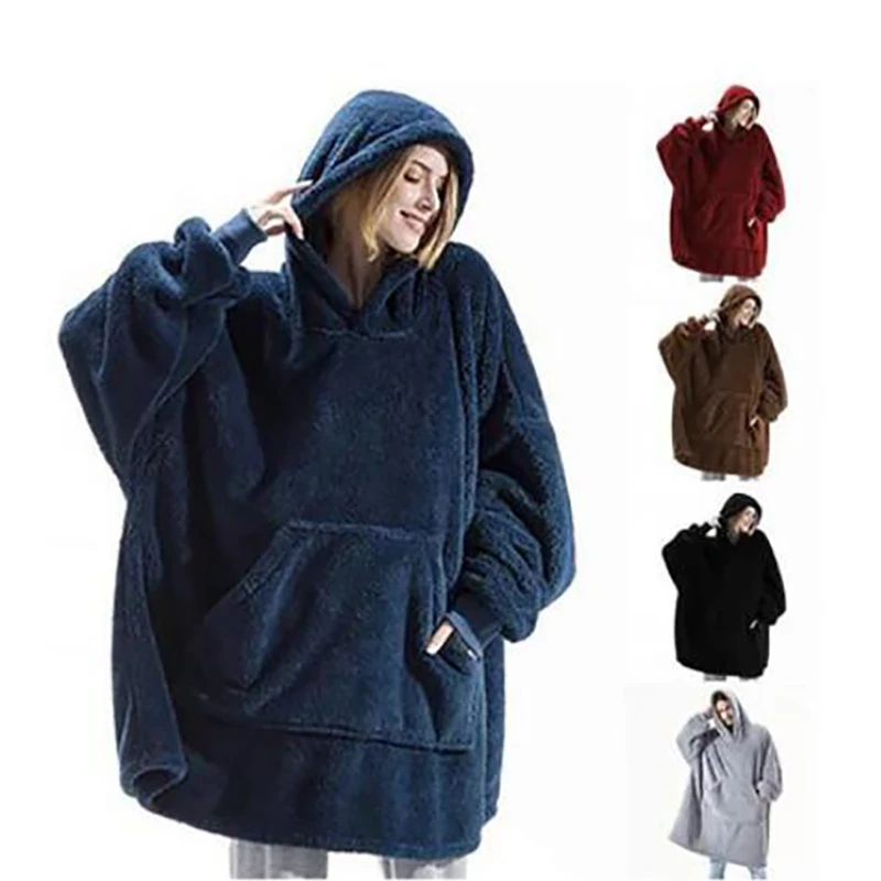 

Warm Thick TV Hooded Sweater Blanket Unisex Giant Pocket Adult and Children Fleece Weighted Blankets for Beds Travel home