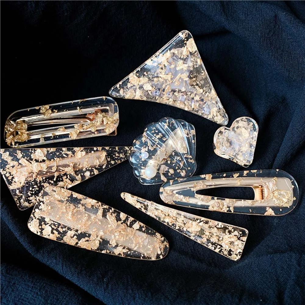 Фэнтези ацетат Геометрическая фольга заколки для волос женские Девушки Милые