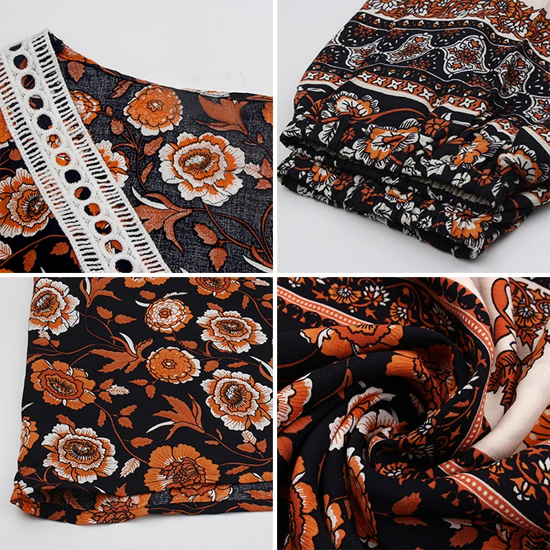 

Boho Style Long Dress Women Spring Autumn Full Sleeve V Neck Split Ladies Dresses Floral Print Casual Dress for Female Fashion