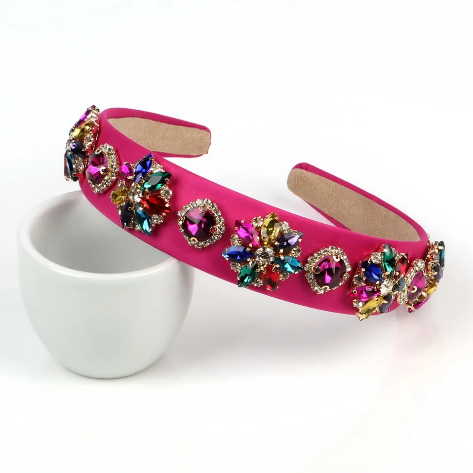 Женский ободок с цветными стеклами стразами ручной работы Ювелирное