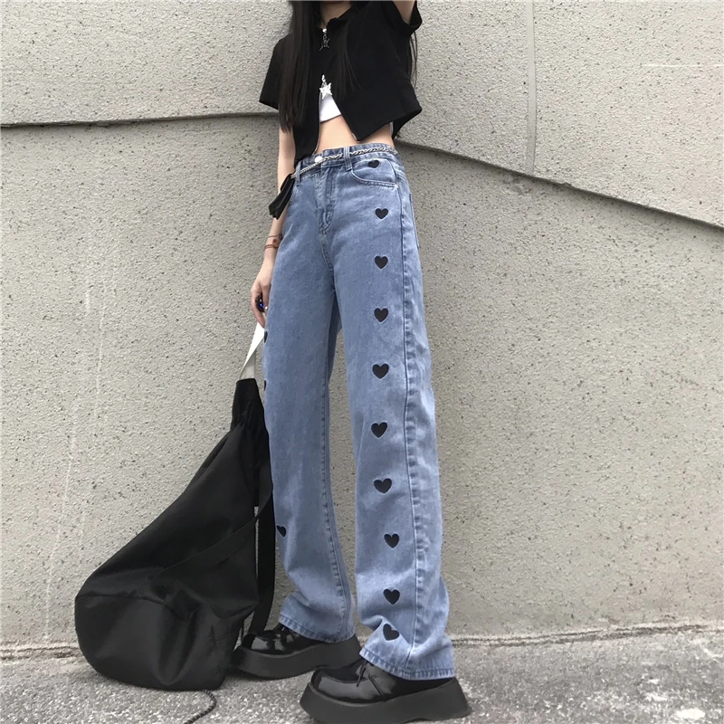 

Fashion Ladies Jeans Spring Streetwear High Waist Wide-Leg Denim Trousers Tide Ins Snake Casual Loose Straight-Leg Mother Jeans