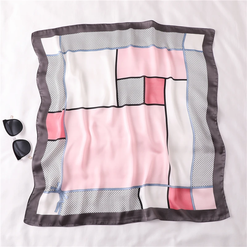 

2021 новый высококачественный Женский шелковый шарф с квадратным принтом шейный платок женские повязки для волос шарфы Офисная Мода шейный п...