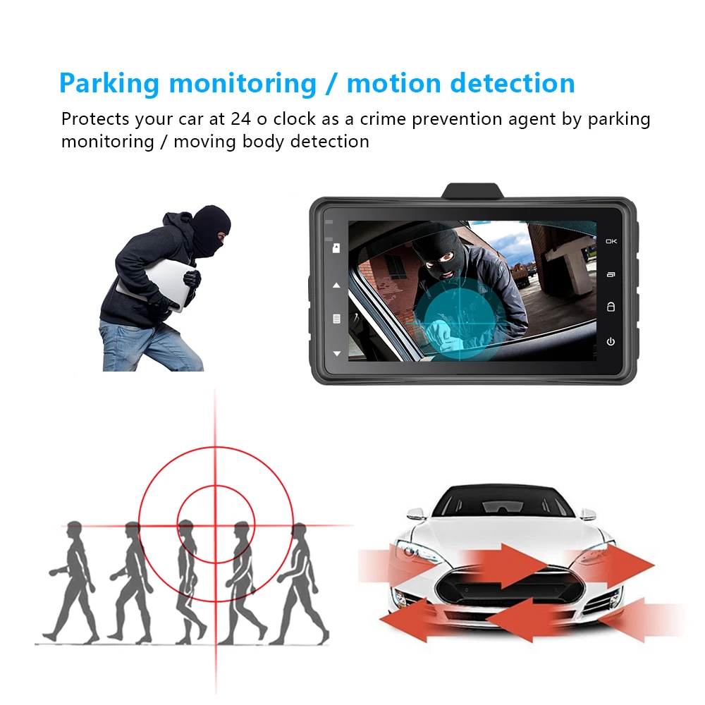 Автомобильный видеорегистратор AMPrime 3 &quotTFT циклическая запись ночного видения