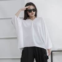 womens long sleeve shirt new personality stand collar bat sleeve fashion trend large size seven point sleeve shirt