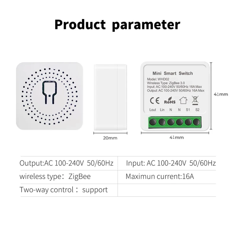

16A Mini Smart Wifi DIY Switch Supports 2 Way Control, Smart Home Module , Works with Alexa Echo Google Home Tuya/Smart Life App