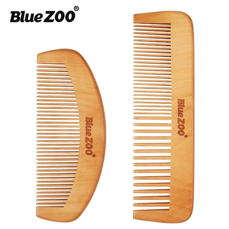 

BlueZOO Native Pear Wood Log Color Antistatic Beautiful Hair Beard Wood Comb Straight Handle No Handle Crescent 2 Models