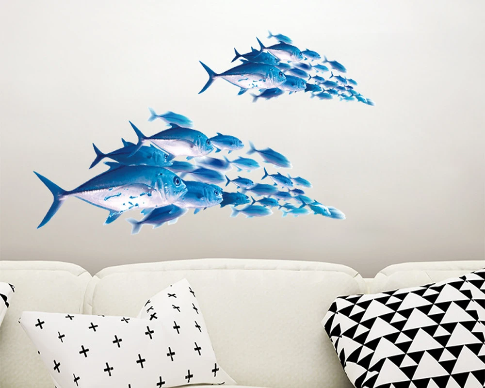 3D наклейки на стену с изображением рыбы для детской комнаты|Наклейки стену| |