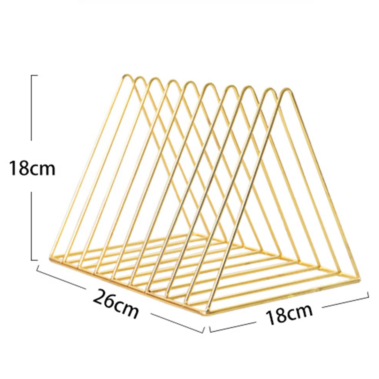 

Northern Europe Simple Wrought Iron Triangle Bookshelf Table Top Shelf Rose Gold Wire Magazine Rack Office Decoration