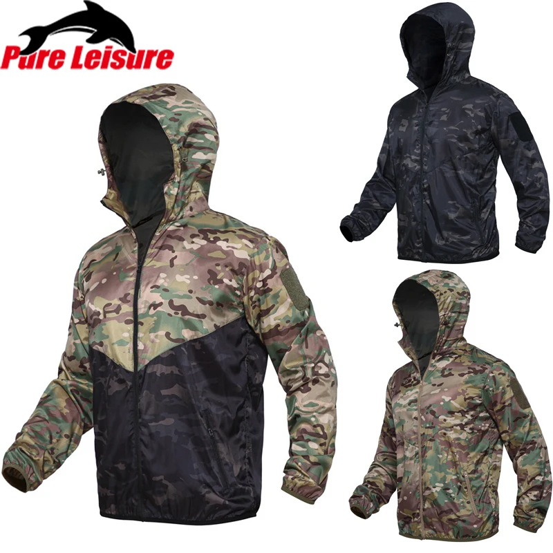 PureLeisure Men Fishing Jackets Military Tactical Anti-UV Windbreaker Hiking Trekking Fishing Sportwears Men Fishing Shirts