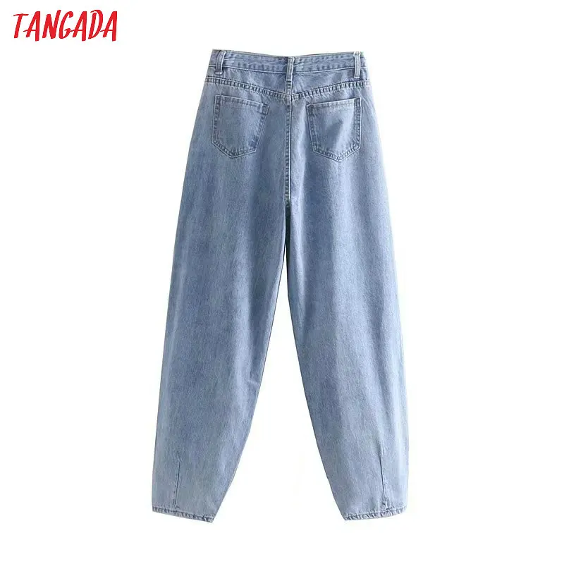 Tangada Модные женские свободные джинсы для мам длинные брюки с карманами на молнии