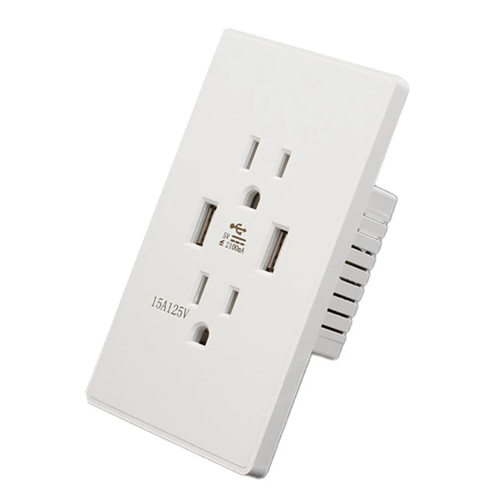 2019 Hot Sale Dual USB Wall Outlet Charger Port Socket with 15A Electrical Receptacle AC Power 5V/2A I88 #1 | Обустройство дома