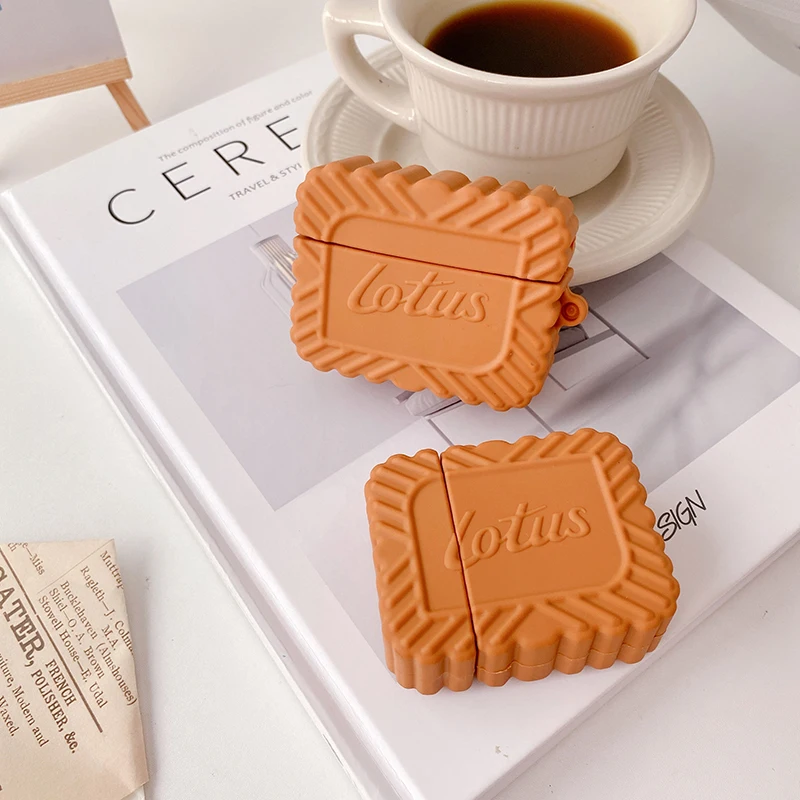 Lotus Caramel Biscoff 3D Case For AirPods 1 2 Pro Box Brand Food Biscuit Soft Silicone Wireless Bluetooth Earphone Protect Cover |