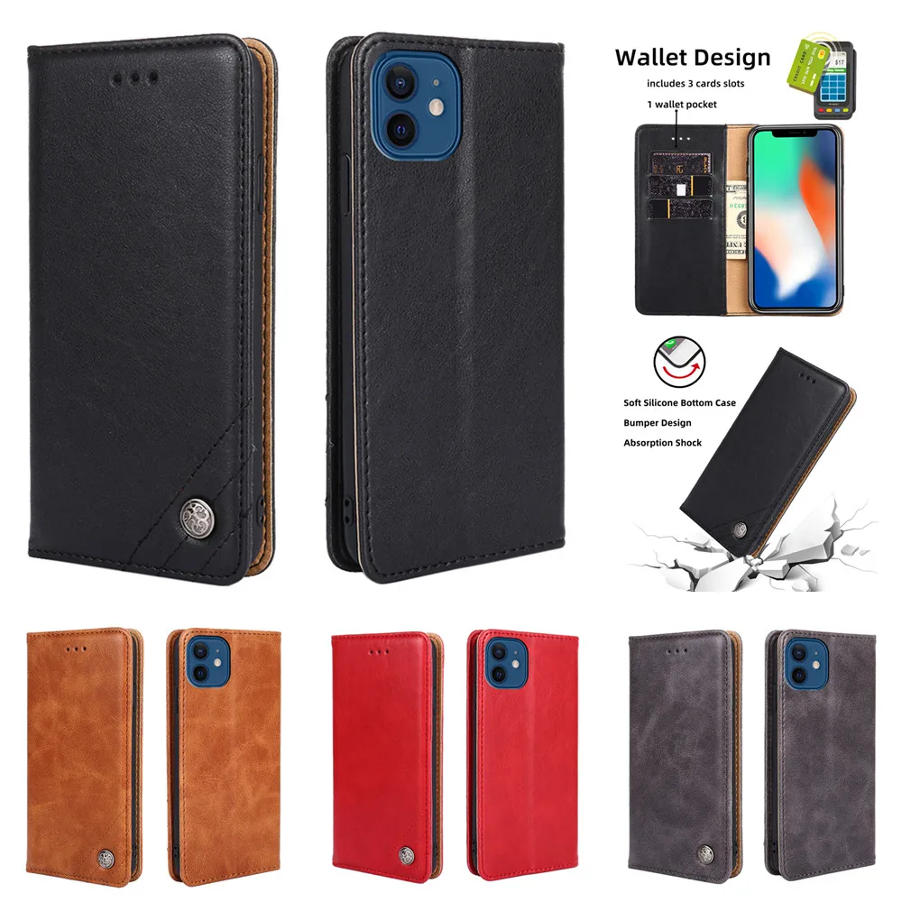 

Luxury Wallet Case for iPhone 12 11 Pro Max X XS XR 6S 7 8 Plus Leather Book Stand Phone Flip Cover Coque Shockproof Etui Fundas