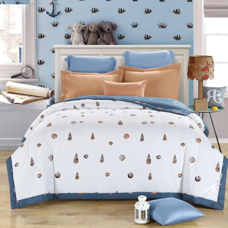 

100% cotton beautiful shells quilted bedspreads/throws single double size 1pc for spring summer autumn