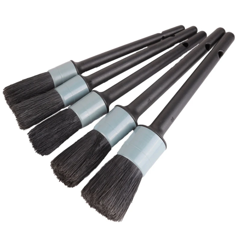 

Car Detailing Brush Cleaning Natural Boar Hair Brushes Auto Detail Tools Products 5Pcs Wheels Dashboard Cleaning Accessories
