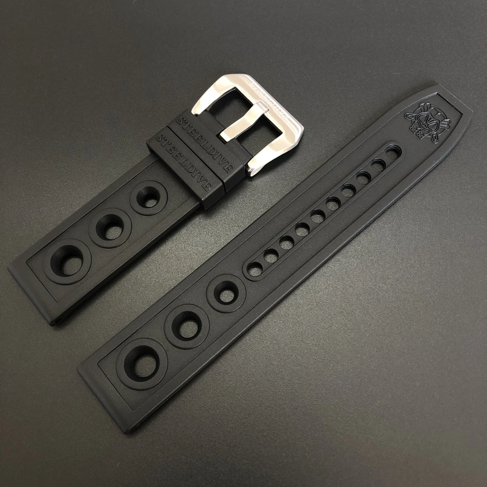 

STEELDIVE Brand Rubber Strap 20mm 22mm Replacement Watch bands Automatic Watch Bracelets Steel Buckle Dive Watches Strap