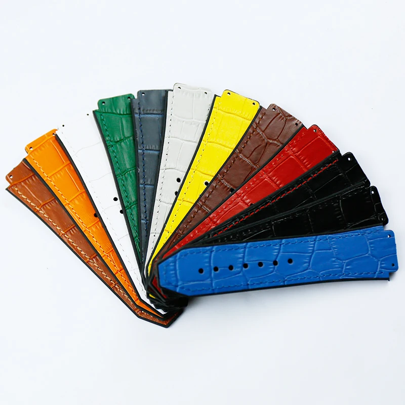 Watch accessories men's 19mm x 25mm leather strap for Hublot series fashion business 22mm buckle ladies rubber sports strap