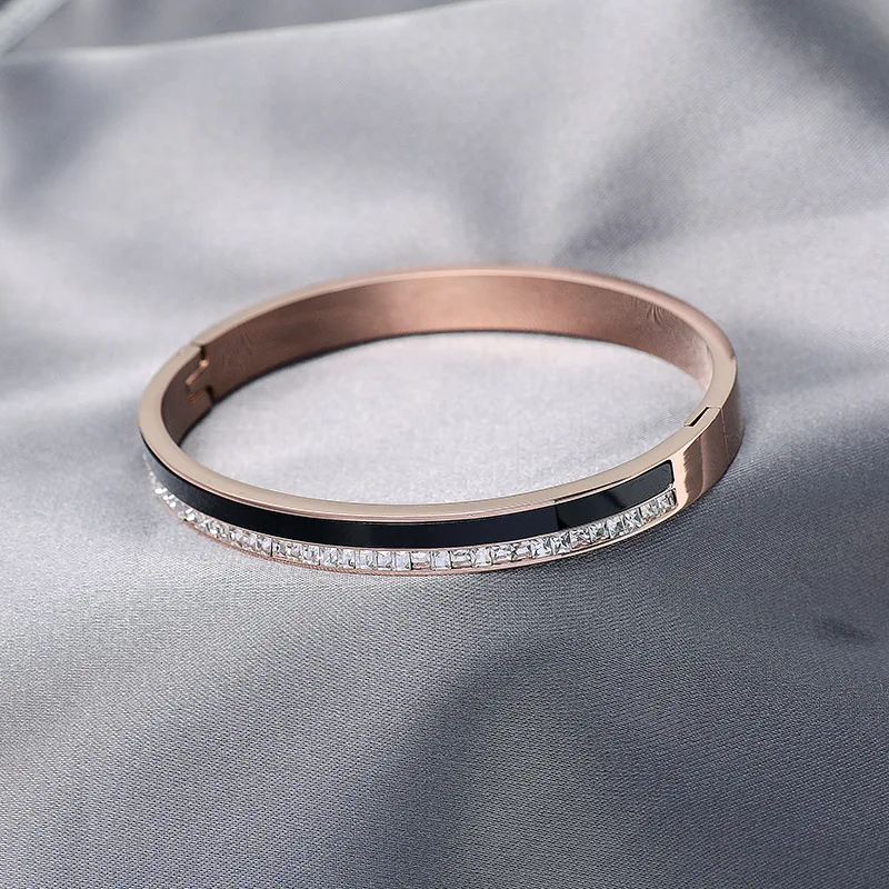 

Rose Gold No Fade Titanium Steel Hatch Bracelet Woman Tide Brand All-match Lovers Hand Link Confidante Gift