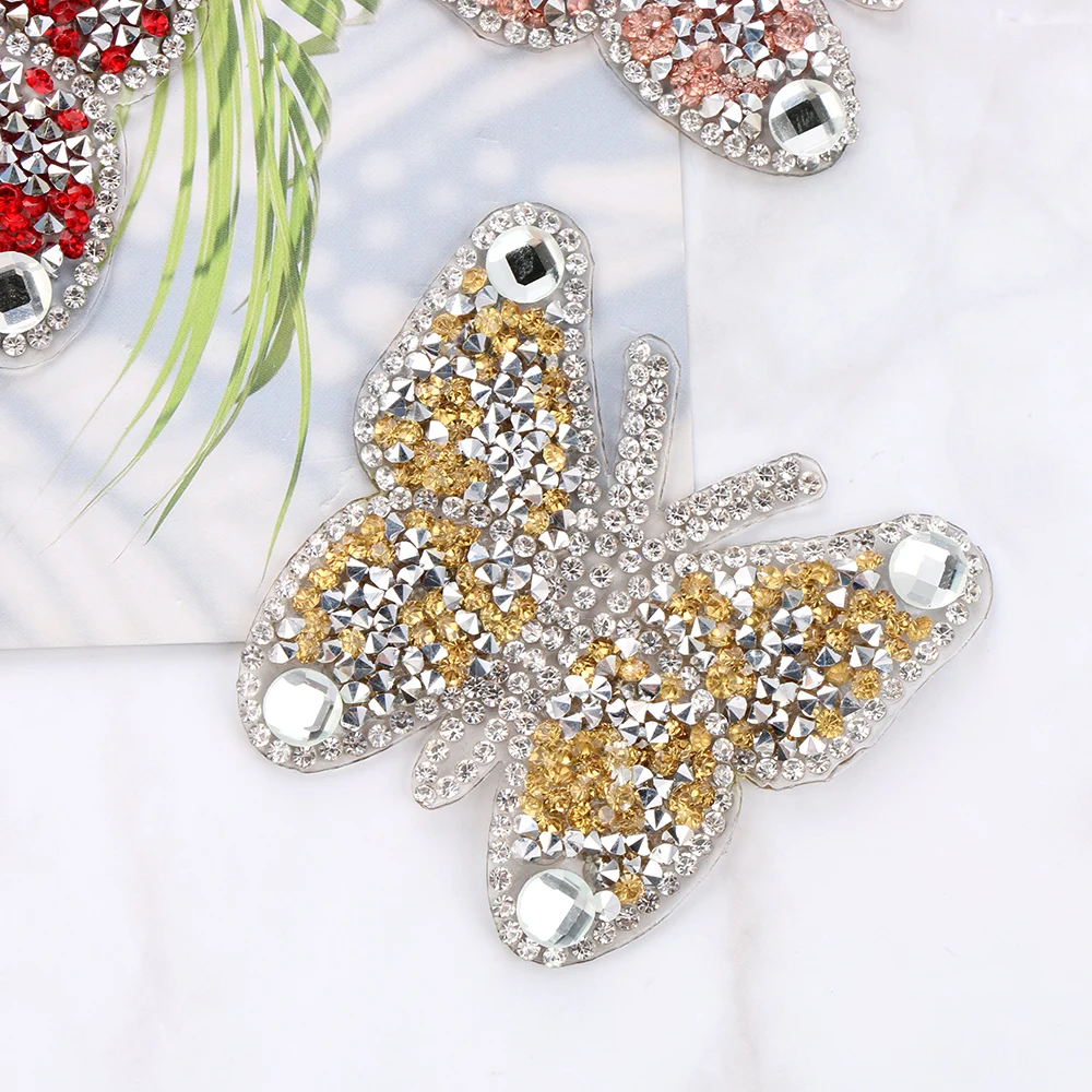 1 шт. высококачественные Стразы бабочки патчи с утюгом термопереводная