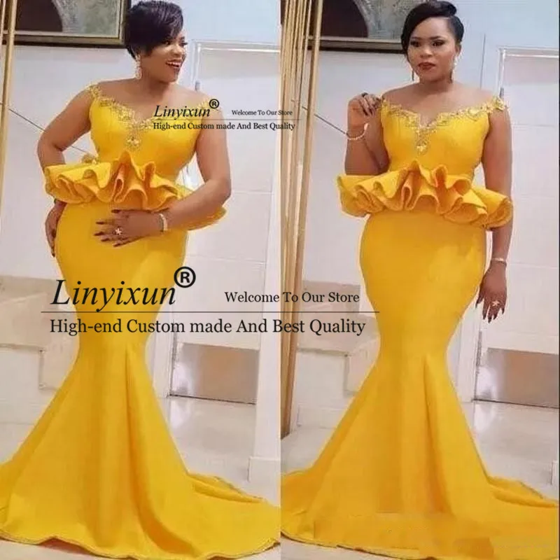 

Mermaid Evening Dress Plus Size Ruffles Sexy Prom Dresses Long abendkleider abiye robe de soiree 2020 Custom Made Evening Gowns