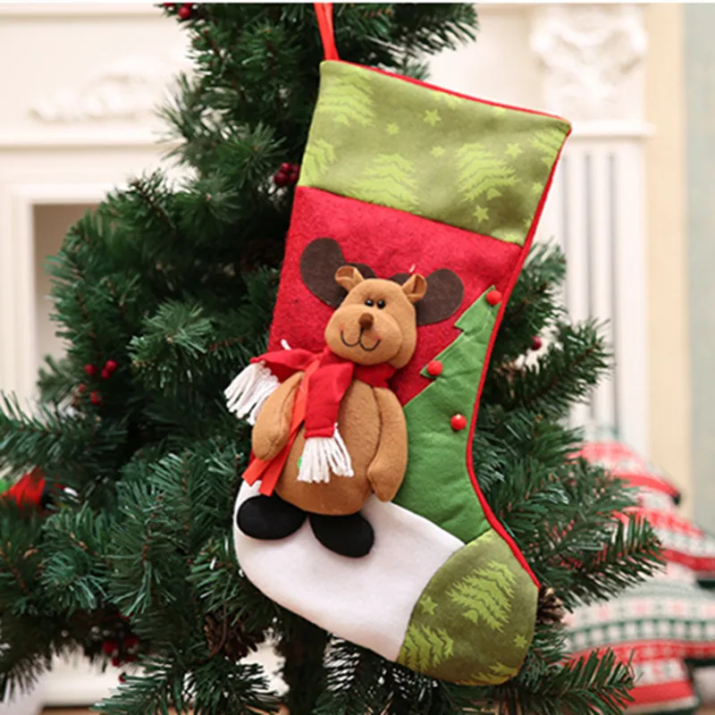 Рождественский чулок Санта мешки конфеты драги яблоко подарочные сумки